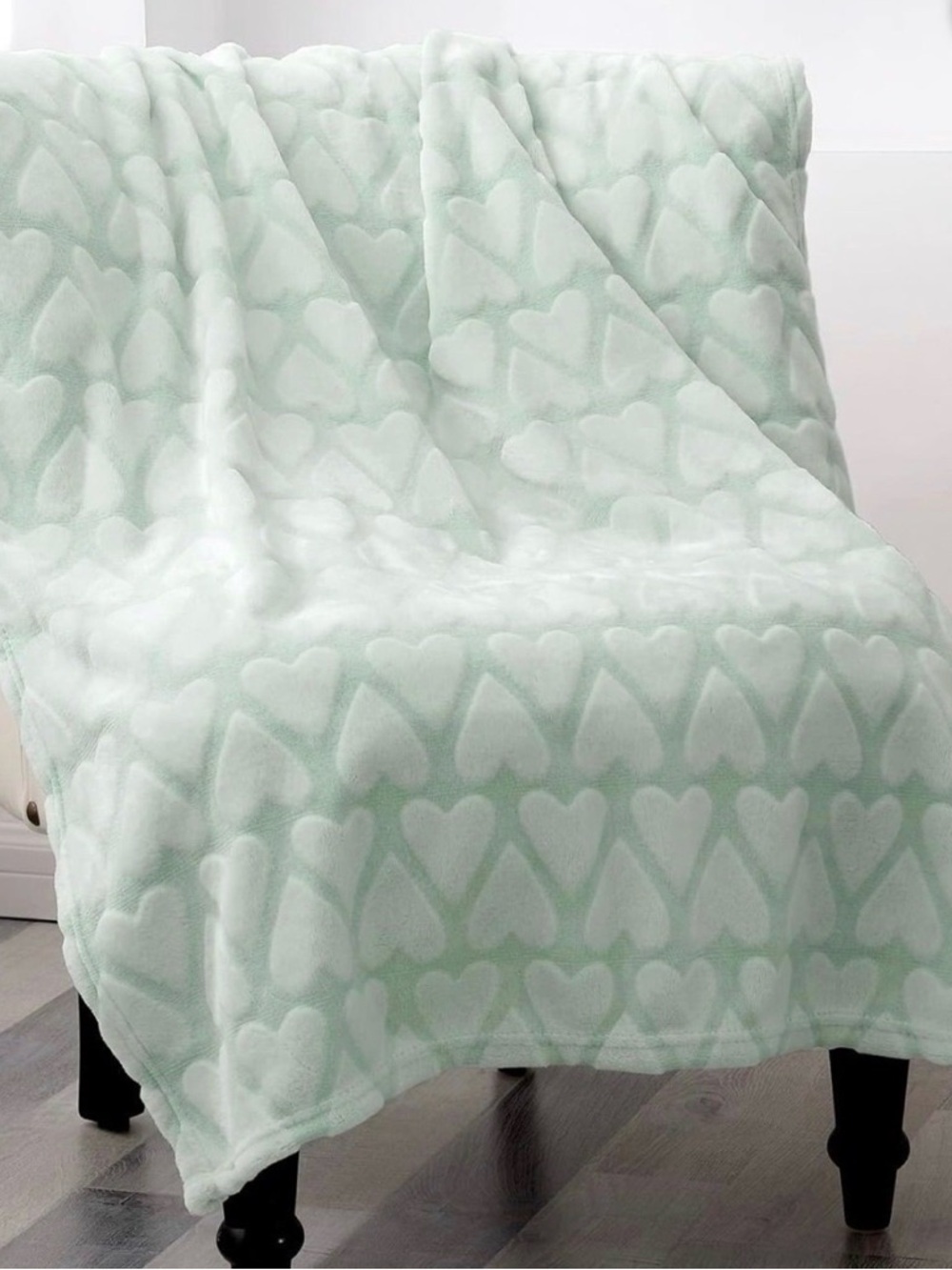 Soft Heart Pattern Plush Throw Blanket - Mint